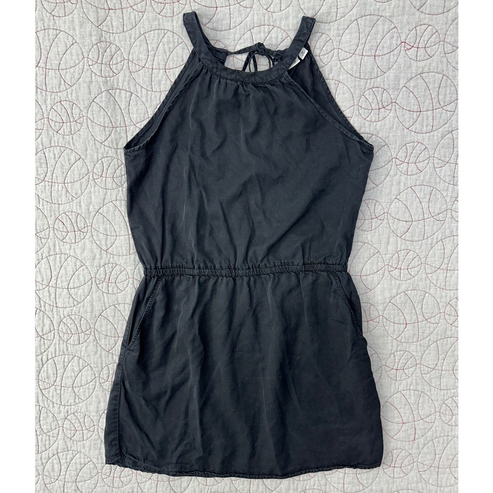 tentree Cypress Dress Black Halter Neck Tencel Mini / Womens Medium